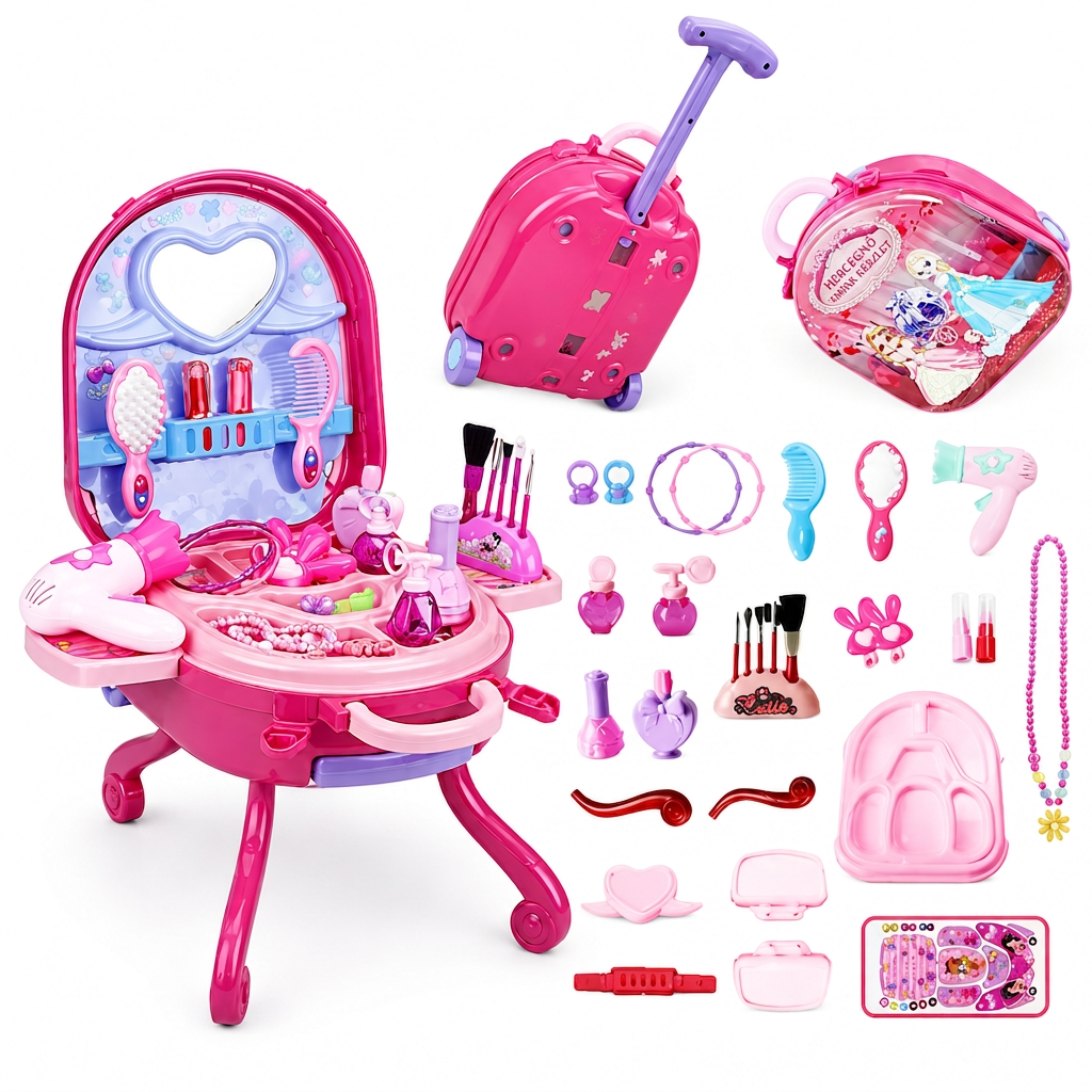 đ50% KEDVEZMĂNY! đ3 az 1-ben gyerek szĂ©pĂtĆasztal görgĆs bĆröndkĂ©szlet