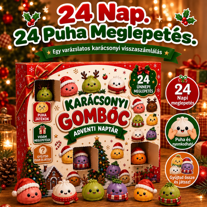 BILLHOL®🌹 KARÁCSONYI KÜLÖNLEGESSÉG | 24 napos mini Squishy adventi naptár – minden nap egy aranyos meglepetéssel! 🎄