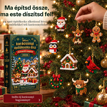 Billhol® 24 részes mini adventi naptár karácsonyi díszekkel | 24 egyedi, ünnepi minta saját kezű összeállításhoz, akasztókkal együtt – tökéletes karácsonyfák, koszorúk és ünnepi dekorációk díszítésére🌙
