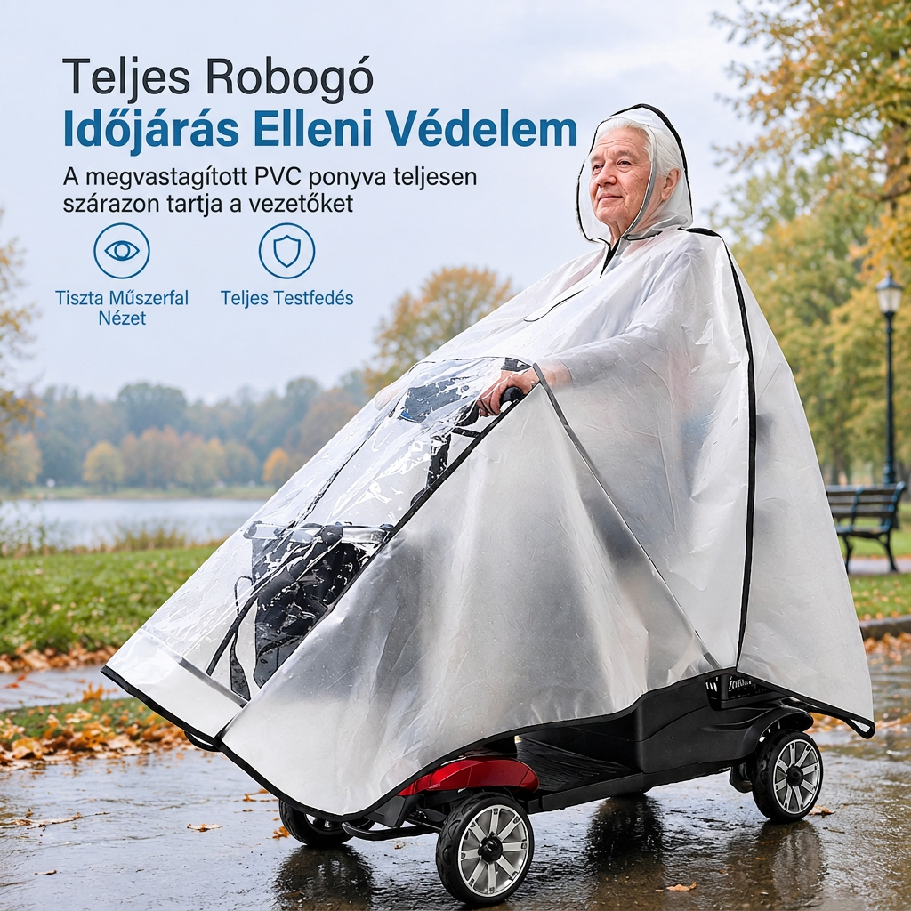 🌧️ Mobilitási segédeszköz esővédő – Teljes lefedettségű, vízálló PVC-tető