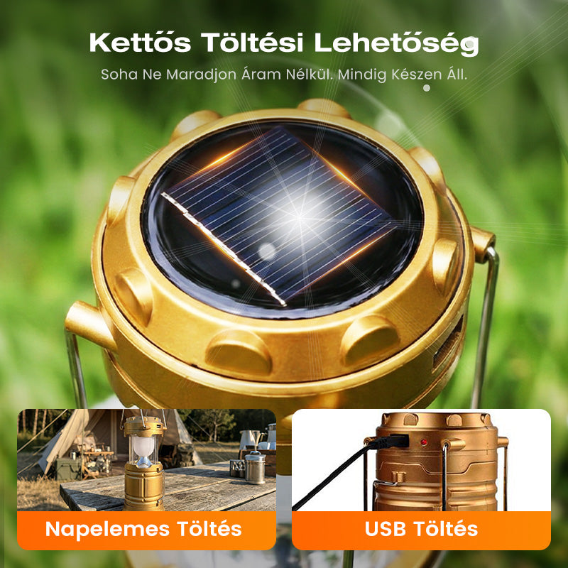 ⛺️Napenergiával működő, behúzható kempinglámpa