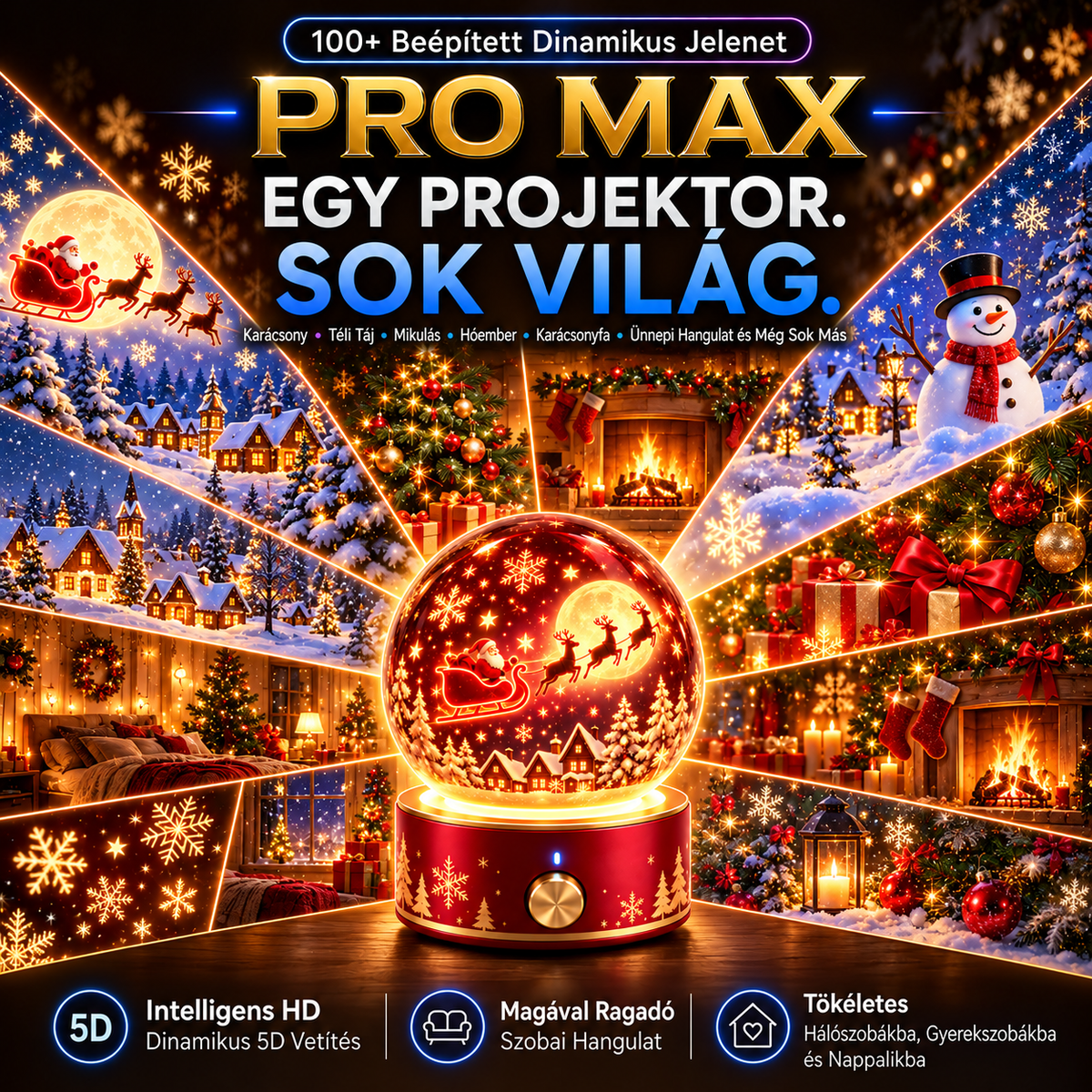 BVJ®🎄🦁2026 PRO MAX 5D intelligens világprojektor Több mint 100 magával ragadó világ létrehozása Bluetooth vezérléssel és hangeffektekkel-maotouying