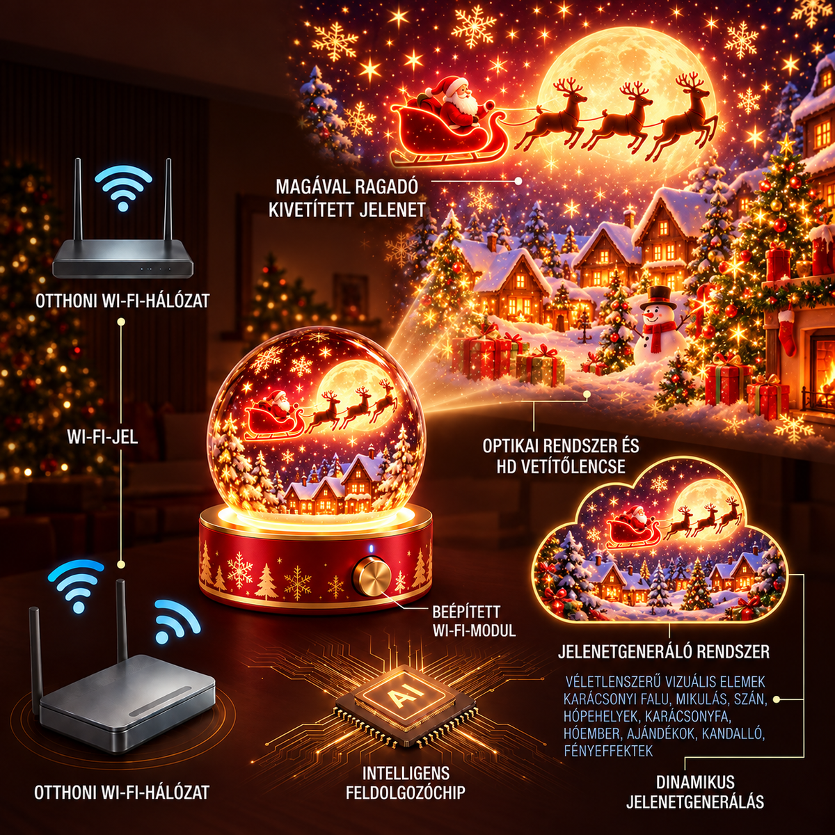 BVJ®🎄🦁2026 PRO MAX 5D intelligens világprojektor Több mint 100 magával ragadó világ létrehozása Bluetooth vezérléssel és hangeffektekkel-maotouying