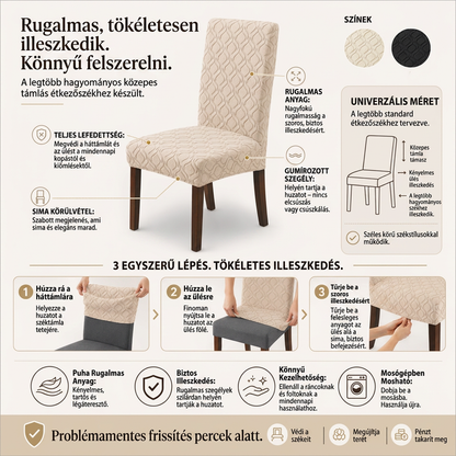 🪑✨Univerzális nyújtható székülés-huzat: Tökéletes illeszkedés és gyors frissítés🛡️🍽️