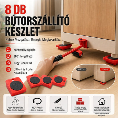 📦🏋️Bútorok szállításához használt csúszósínek – 360°-ban forgatható csúszótalpak, 800 font teherbírású 8 darabos készlet ✨