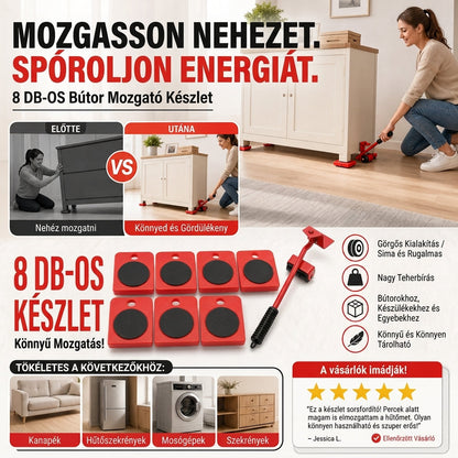 📦🏋️Bútorok szállításához használt csúszósínek – 360°-ban forgatható csúszótalpak, 800 font teherbírású 8 darabos készlet ✨