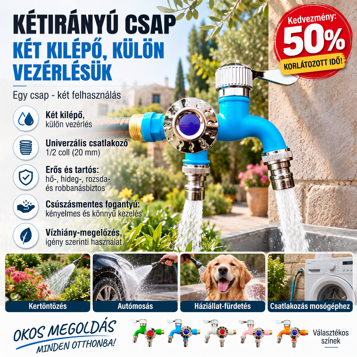🚿 Dupla vezérlésű hosszabbítható csap – hőálló, fagytűrő, robbanásbiztos. Tökéletes konyhához és fürdőszobához! ✨🔧