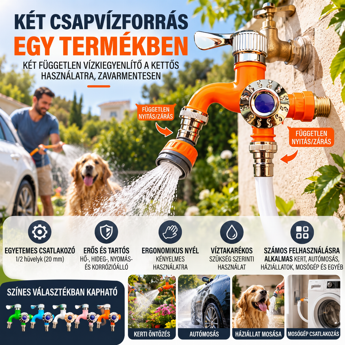 🚿 Dupla vezérlésű hosszabbítható csap – hőálló, fagytűrő, robbanásbiztos. Tökéletes konyhához és fürdőszobához! ✨🔧