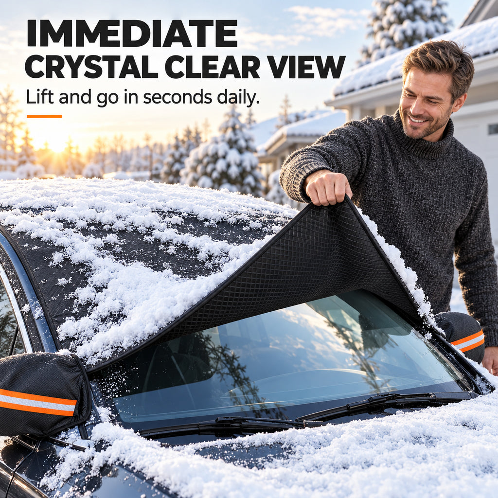 ❄️ MOST 50% KEDVEZMÉNY! 🚗 Megvastagított Oxford szélvédőhuzat – szélálló mágneses szegélyek, vízálló és egész évben védelmet nyújt jég, hó és nap ellen ☀️