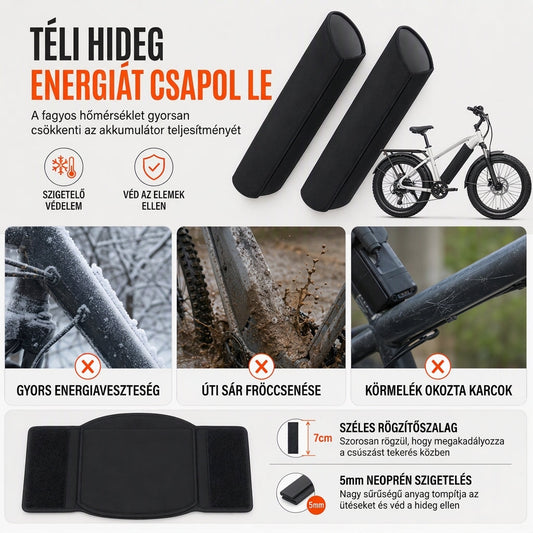 🚲 E-bike akkumulátorvédő – 5 mm-es hőszigetelő neoprén védőhüvely