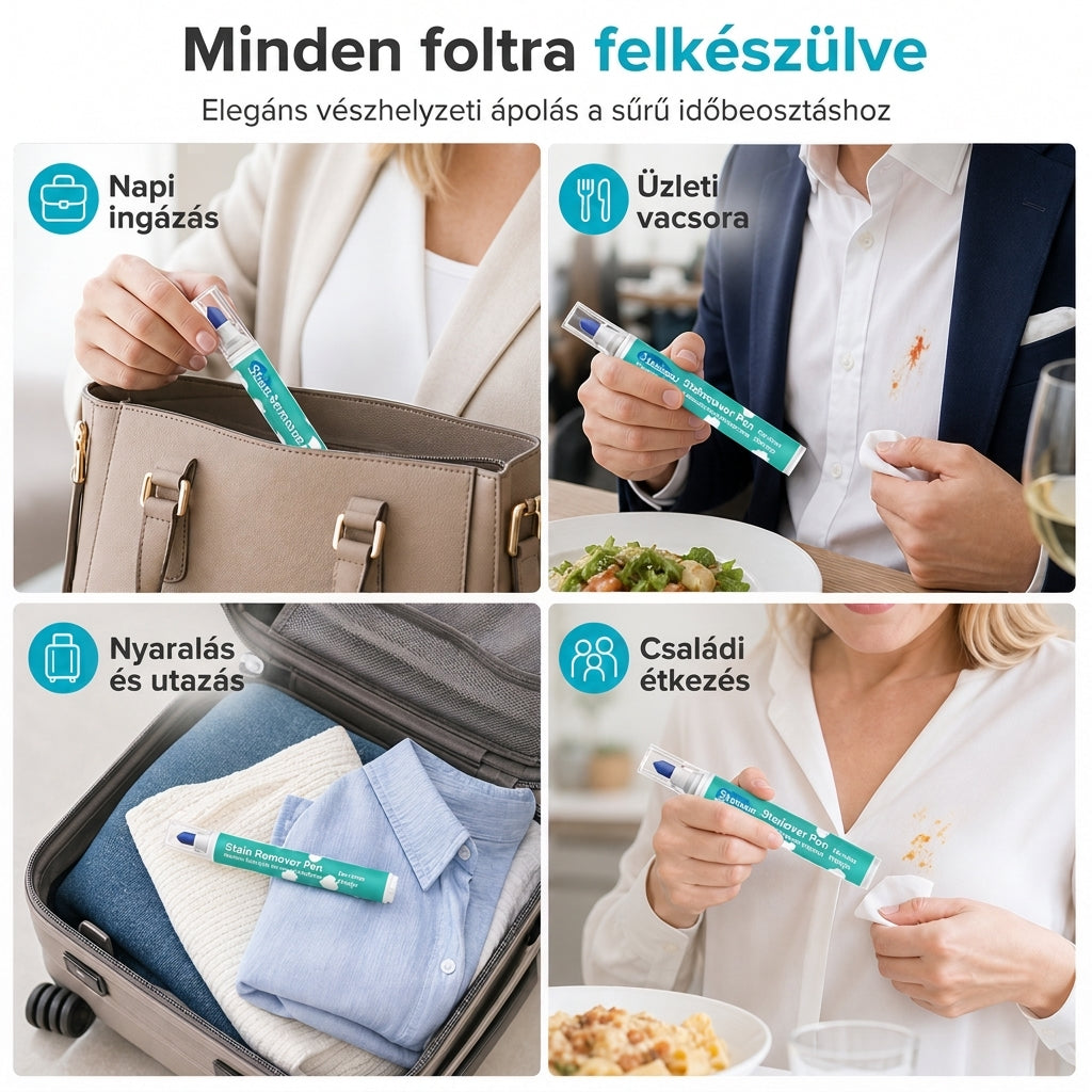🖊️ Hordozható folteltávolító toll – Azonnali víztelen szöveti folttisztító, precíziós hegyű folteltávolító kávé-, étel- és italfoltokhoz
