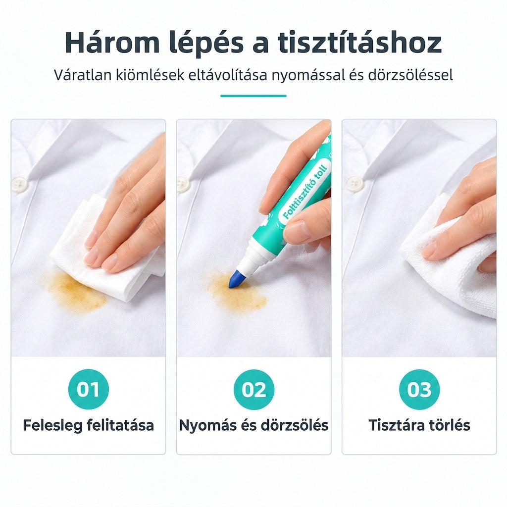 🖊️ Hordozható folteltávolító toll – Azonnali víztelen szöveti folttisztító, precíziós hegyű folteltávolító kávé-, étel- és italfoltokhoz