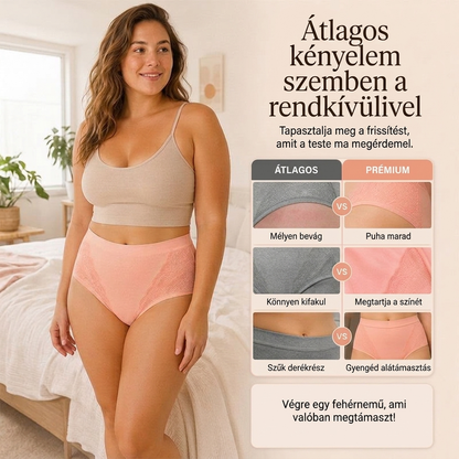 🌸 Plus Size szivárgásgátló bugyi – Magas derék, pamut, egész napos komfort 📦