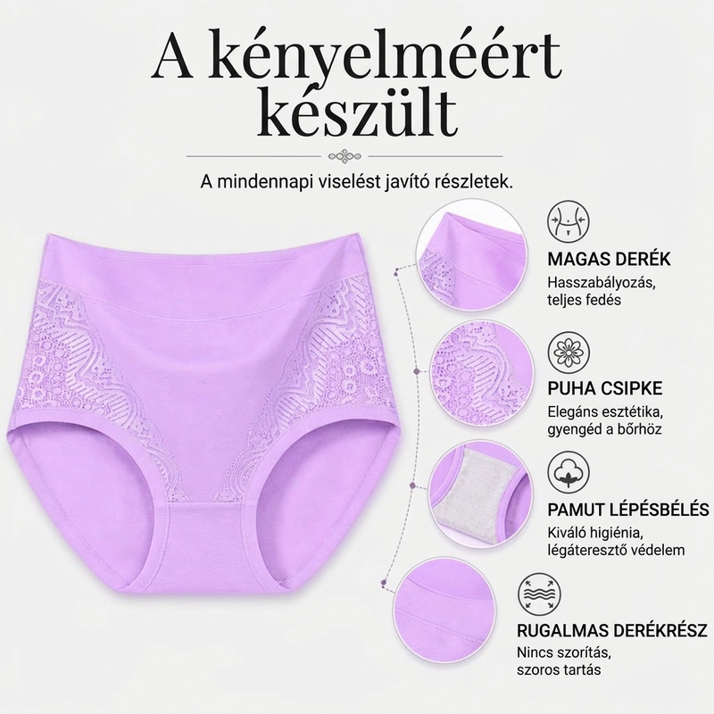 🌸 Plus Size szivárgásgátló bugyi – Magas derék, pamut, egész napos komfort 📦